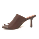 Neous Jumel Mules Chocolate Leather Size 38 Cutout-Toe Heels NEW available at CelebrityOwned.com img_7