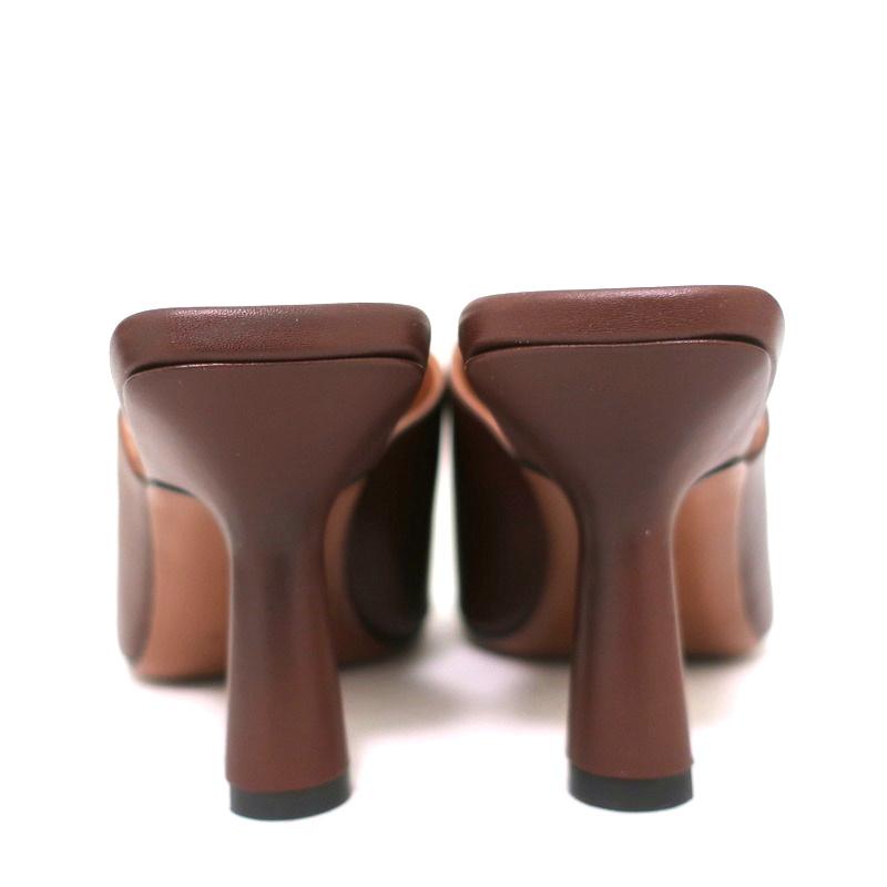 Neous Jumel Mules Chocolate Leather Size 38 Cutout-Toe Heels NEW available at CelebrityOwned.com img_8