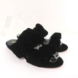 Nicholas Kirkwood Courtney Slide Sandals Black Velvet Size 37 Double-Band Flats available at CelebrityOwned.com img_1