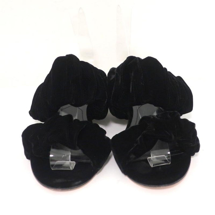 Nicholas Kirkwood Courtney Slide Sandals Black Velvet Size 37 Double-Band Flats available at CelebrityOwned.com img_3