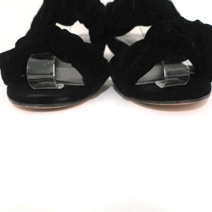Nicholas Kirkwood Courtney Slide Sandals Black Velvet Size 37 Double-Band Flats available at CelebrityOwned.com img_4