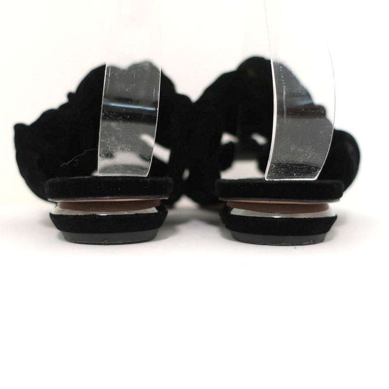 Nicholas Kirkwood Courtney Slide Sandals Black Velvet Size 37 Double-Band Flats available at CelebrityOwned.com img_7