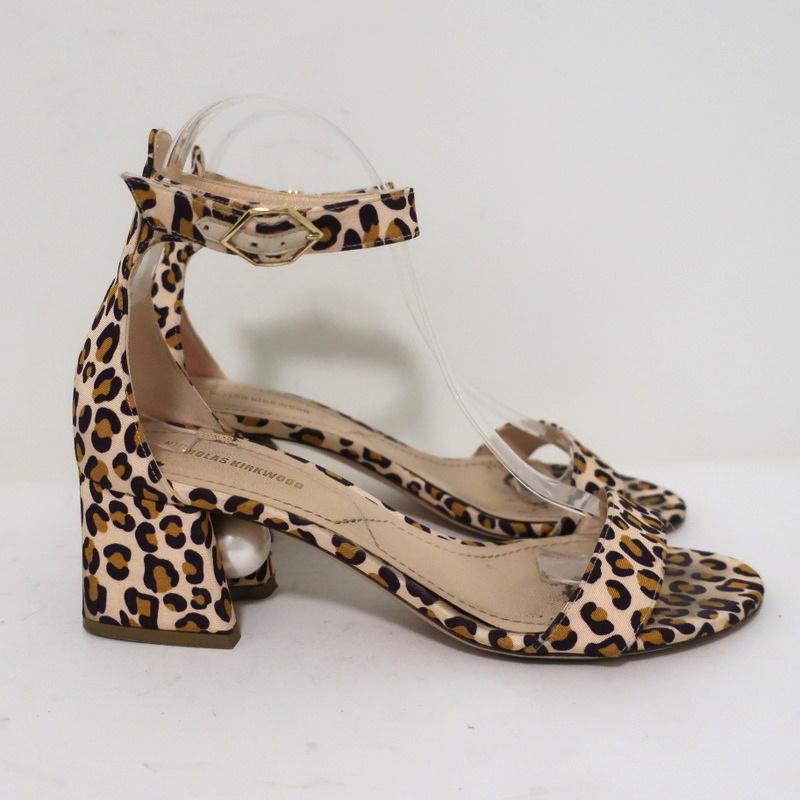 Nicholas Kirkwood Faux Pearl Sandals Miri Leopard Print Grosgrain Size 38 available at CelebrityOwned.com img_2