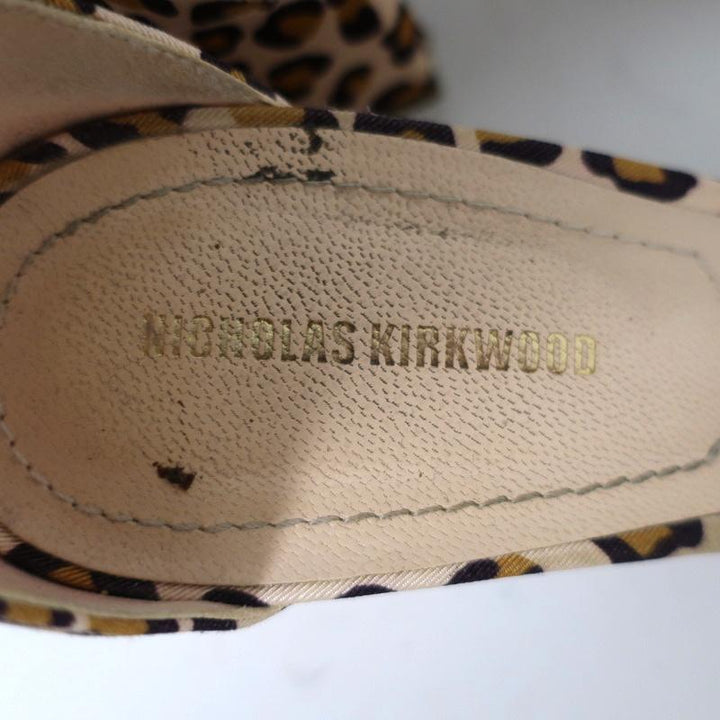 Nicholas Kirkwood Faux Pearl Sandals Miri Leopard Print Grosgrain Size 38 available at CelebrityOwned.com img_9