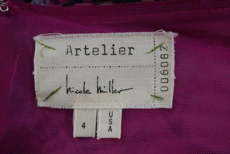 Nicole Miller Artlelier Pencil Skirt Carter Purple Terraform Print Mesh Size 4 available at CelebrityOwned.com img_4