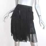 Nina Ricci Fringe Skirt Black Embroidered Taffeta Size 34 available at CelebrityOwned.com img_1