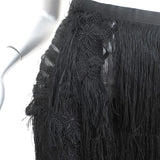 Nina Ricci Fringe Skirt Black Embroidered Taffeta Size 34 available at CelebrityOwned.com img_2