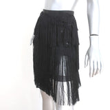 Nina Ricci Fringe Skirt Black Embroidered Taffeta Size 34 available at CelebrityOwned.com img_3