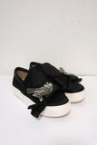 No. 21 Bow Sneakers Black Crystal-Embellished Satin Size 36.5 Slip-On Flatform available at CelebrityOwned.com img_1