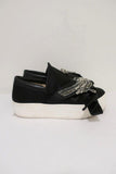 No. 21 Bow Sneakers Black Crystal-Embellished Satin Size 36.5 Slip-On Flatform available at CelebrityOwned.com img_3