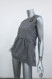 No. 21 Crystal Bird Peplum Top Black & White Gingham Size 40 Sleeveless Blouse available at CelebrityOwned.com img_7