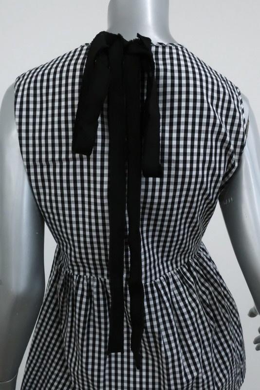 No. 21 Crystal Bird Peplum Top Black &amp; White Gingham Size 40 Sleeveless Blouse available at CelebrityOwned.com img_9