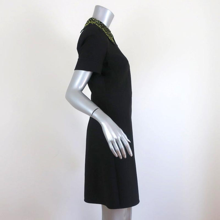 No. 21 Crystal-Embellished Collar Shift Dress Black Stretch Crepe Size 42 NEW available at CelebrityOwned.com img_4