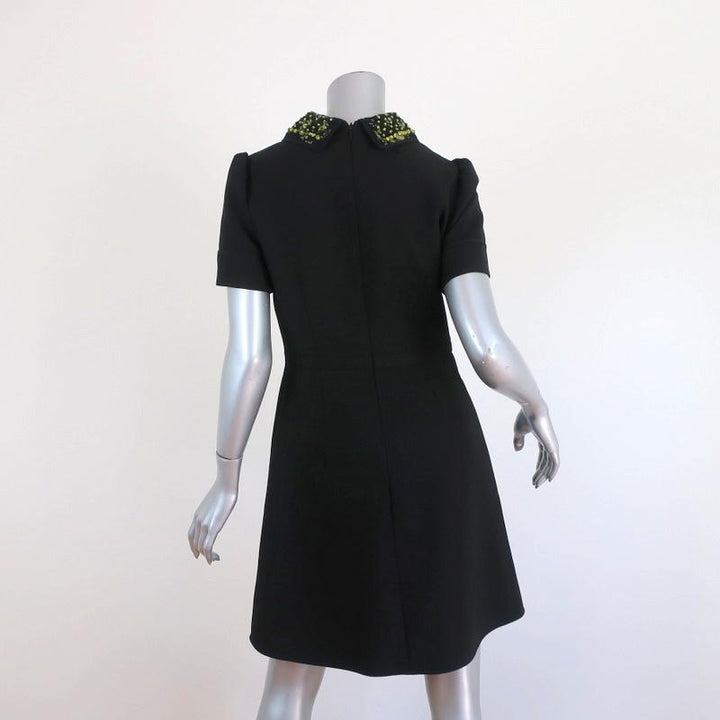 No. 21 Crystal-Embellished Collar Shift Dress Black Stretch Crepe Size 42 NEW available at CelebrityOwned.com img_5