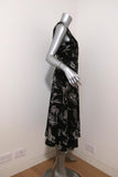 No. 21 Dress Black Island Print Pleated Silk Size 40 Sleeveless Midi available at CelebrityOwned.com img_2