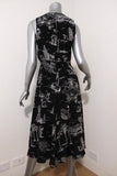 No. 21 Dress Black Island Print Pleated Silk Size 40 Sleeveless Midi available at CelebrityOwned.com img_5