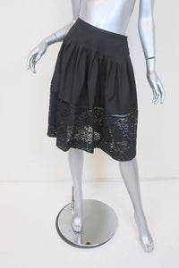 No. 21 Lace-Hem Flared Skirt Black Pleated Cotton Size 40 NEW available at CelebrityOwned.com img_1