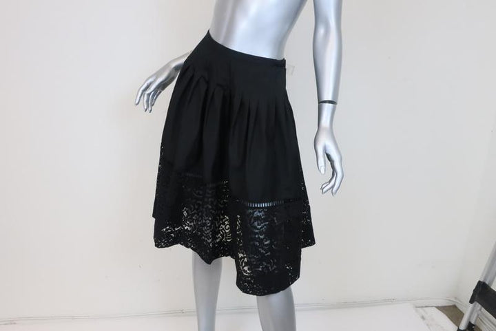 No. 21 Lace-Hem Flared Skirt Black Pleated Cotton Size 40 NEW available at CelebrityOwned.com img_3