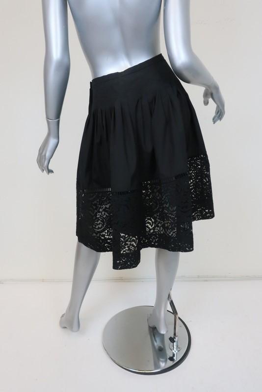No. 21 Lace-Hem Flared Skirt Black Pleated Cotton Size 40 NEW available at CelebrityOwned.com img_4