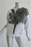 No. 21 Palm Tree Sweatshirt Light Gray Neoprene Size 40 Lace-Back Pullover available at CelebrityOwned.com img_1