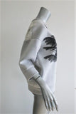 No. 21 Palm Tree Sweatshirt Light Gray Neoprene Size 40 Lace-Back Pullover available at CelebrityOwned.com img_3