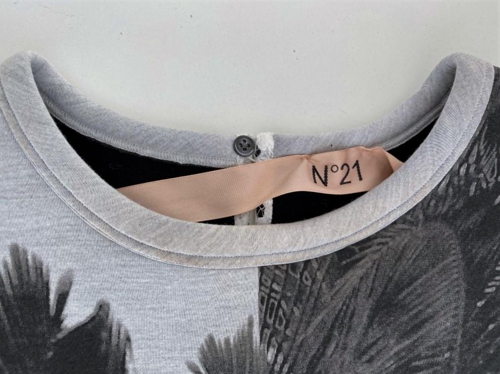 No. 21 Palm Tree Sweatshirt Light Gray Neoprene Size 40 Lace-Back Pullover available at CelebrityOwned.com img_6