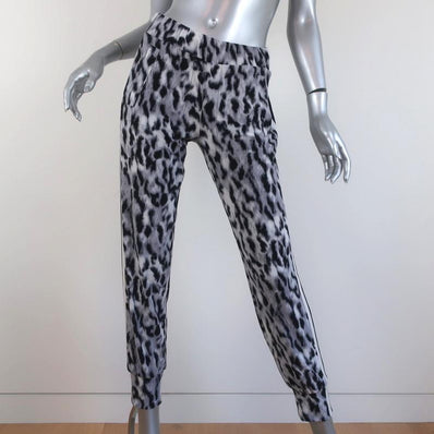 Norma Kamali Side Stripe Jog Pants Gray Leopard Print Size Extra Small available at CelebrityOwned.com img_1
