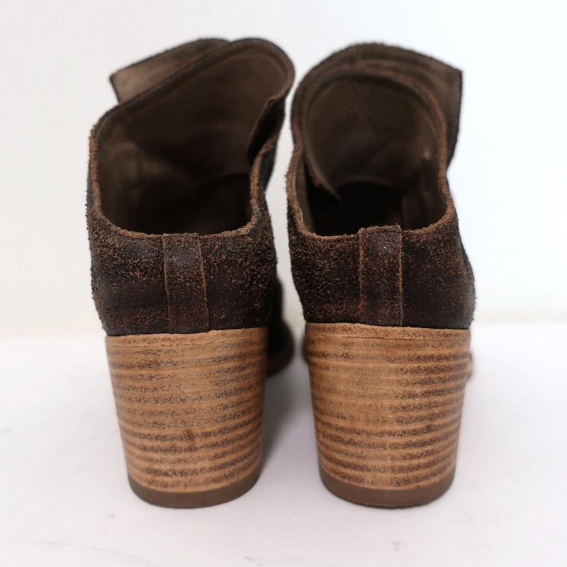 Officine Creative Mules Dark Brown Cracked Leather Size 36 Peep Toe Mid-Heel available at CelebrityOwned.com img_7