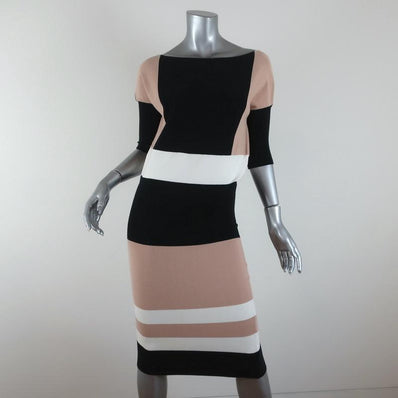 Ohne Titel Dress Black/Beige Colorblock Knit Size Small Short Sleeve Sheath NEW available at CelebrityOwned.com img_1