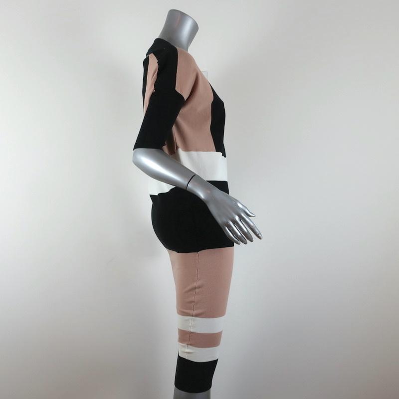 Ohne Titel Dress Black/Beige Colorblock Knit Size Small Short Sleeve Sheath NEW available at CelebrityOwned.com img_3
