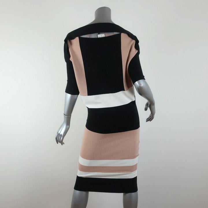 Ohne Titel Dress Black/Beige Colorblock Knit Size Small Short Sleeve Sheath NEW available at CelebrityOwned.com img_4