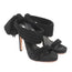 Oscar de la Renta Bow Heel Sandals Sandy Black Suede Size 38.5 Platform Mules