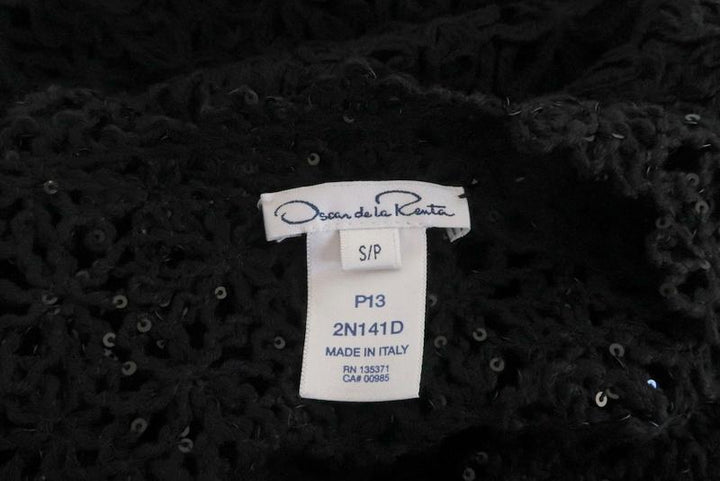 Oscar de la Renta Dress Black Sequined Crochet Lace Size Small Sleeveless LBD available at CelebrityOwned.com img_6
