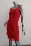 Oscar de la Renta Dress Red Organza-Trim Guipure Lace Size 4 Sleeveless Sheath available at CelebrityOwned.com img_4