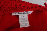 Oscar de la Renta Dress Red Organza-Trim Guipure Lace Size 4 Sleeveless Sheath available at CelebrityOwned.com img_6