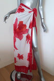 Oscar de la Renta Scarf Shawl Pareo White/Red Floral Print available at CelebrityOwned.com img_1