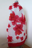 Oscar de la Renta Scarf Shawl Pareo White/Red Floral Print available at CelebrityOwned.com img_2