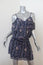 PAIGE Cold Shoulder Mini Dress Olympia Dark Blue Floral Print Chiffon Size Small