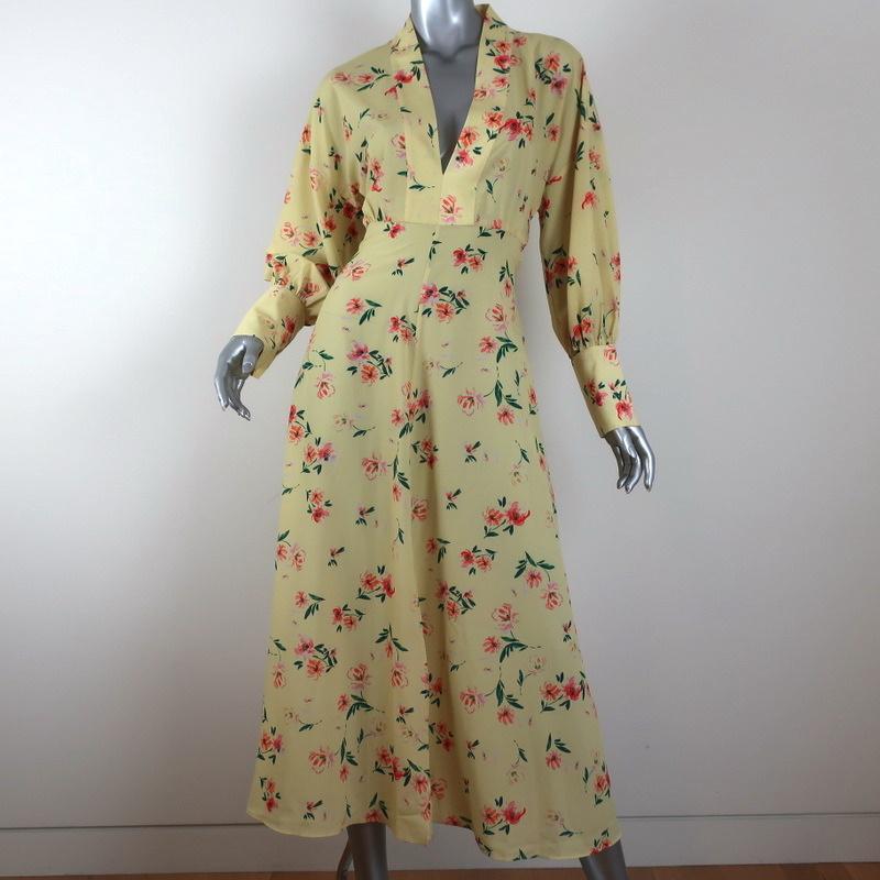 Paloma Blue Midi Dress Bronte Yellow Floral Print Size Small Long Slee Celebrity Owned Paloma Blue Midi Dress Bronte Yellow Floral Print Size Small Long Slee Celebrity Owned