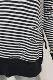 Pam & Gela Side Slit Sweatshirt Black/White Striped Destroyed Fleece Size Small available at CelebrityOwned.com img_3