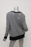 Pam & Gela Side Slit Sweatshirt Black/White Striped Destroyed Fleece Size Small available at CelebrityOwned.com img_6
