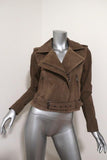 Parker Ace Suede Motorcycle Jacket Taupe Beige Size Extra Small Biker Jacket available at CelebrityOwned.com img_1