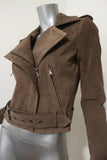 Parker Ace Suede Motorcycle Jacket Taupe Beige Size Extra Small Biker Jacket available at CelebrityOwned.com img_2