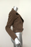 Parker Ace Suede Motorcycle Jacket Taupe Beige Size Extra Small Biker Jacket available at CelebrityOwned.com img_3