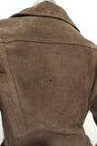 Parker Ace Suede Motorcycle Jacket Taupe Beige Size Extra Small Biker Jacket available at CelebrityOwned.com img_7