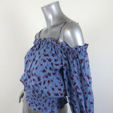 Parker Cold Shoulder Blouse Tori Blue Floral Print Sz Small Long Sleeve Top NEW available at CelebrityOwned.com img_2