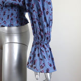 Parker Cold Shoulder Blouse Tori Blue Floral Print Sz Small Long Sleeve Top NEW available at CelebrityOwned.com img_3