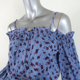 Parker Cold Shoulder Blouse Tori Blue Floral Print Sz Small Long Sleeve Top NEW available at CelebrityOwned.com img_4