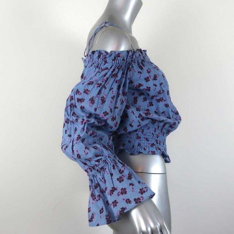 Parker Cold Shoulder Blouse Tori Blue Floral Print Sz Small Long Sleeve Top NEW available at CelebrityOwned.com img_5