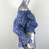 Parker Cold Shoulder Blouse Tori Blue Floral Print Sz Small Long Sleeve Top NEW available at CelebrityOwned.com img_5